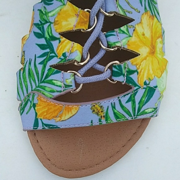 New Women's Lilac/Yellow Fabric Lace Closure Sanda - Picture 7 of 9